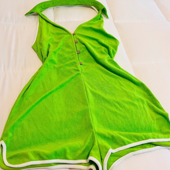 Lime Green Women’s Halter Top Romper - Picture 1 of 6